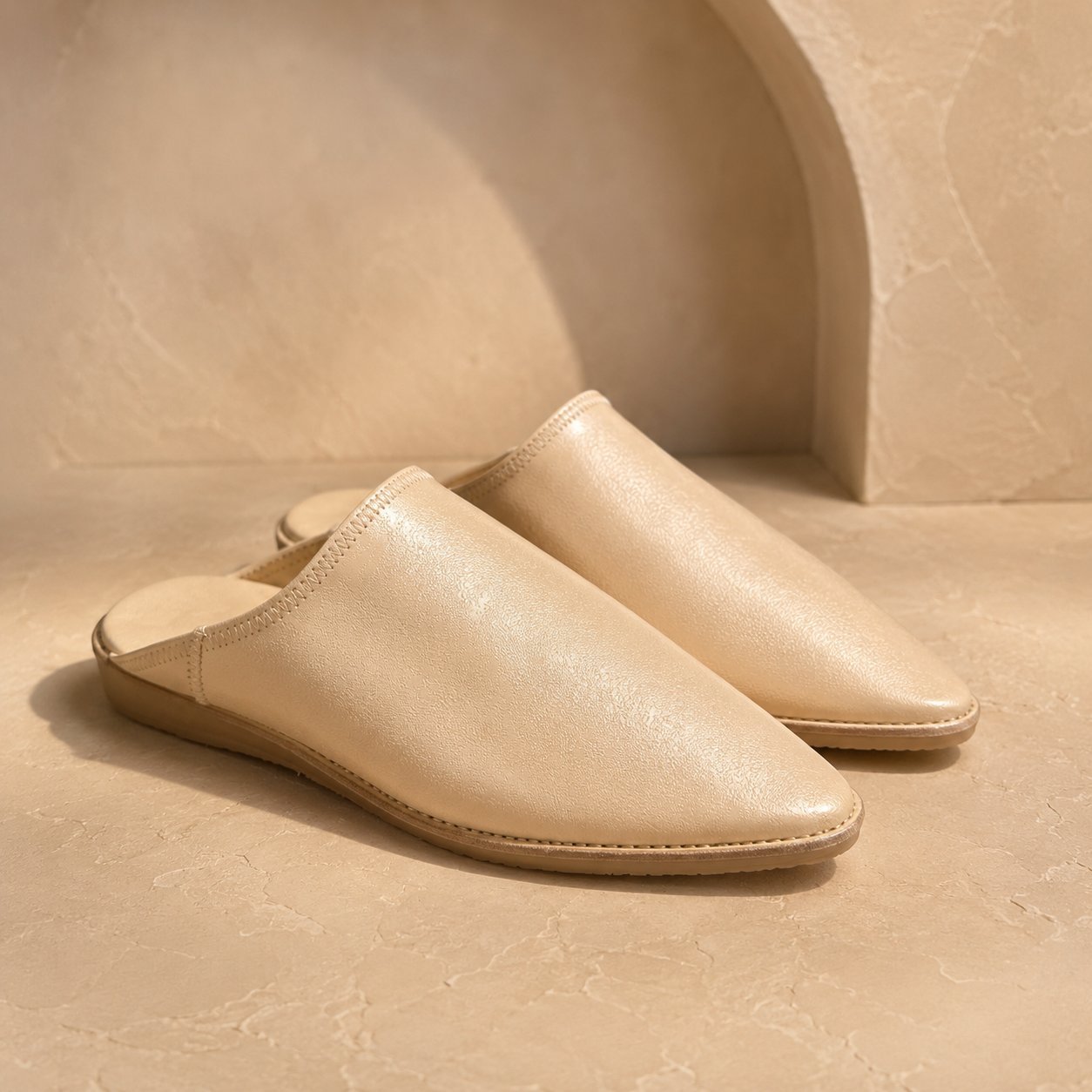 Babouche Ivoire femme mule en cuir nude