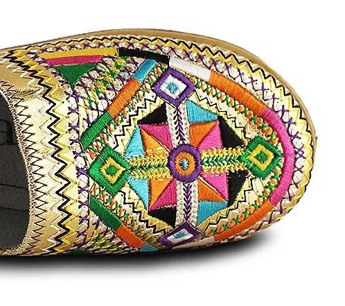 Babouche Zellige femme en cuir doré brodé